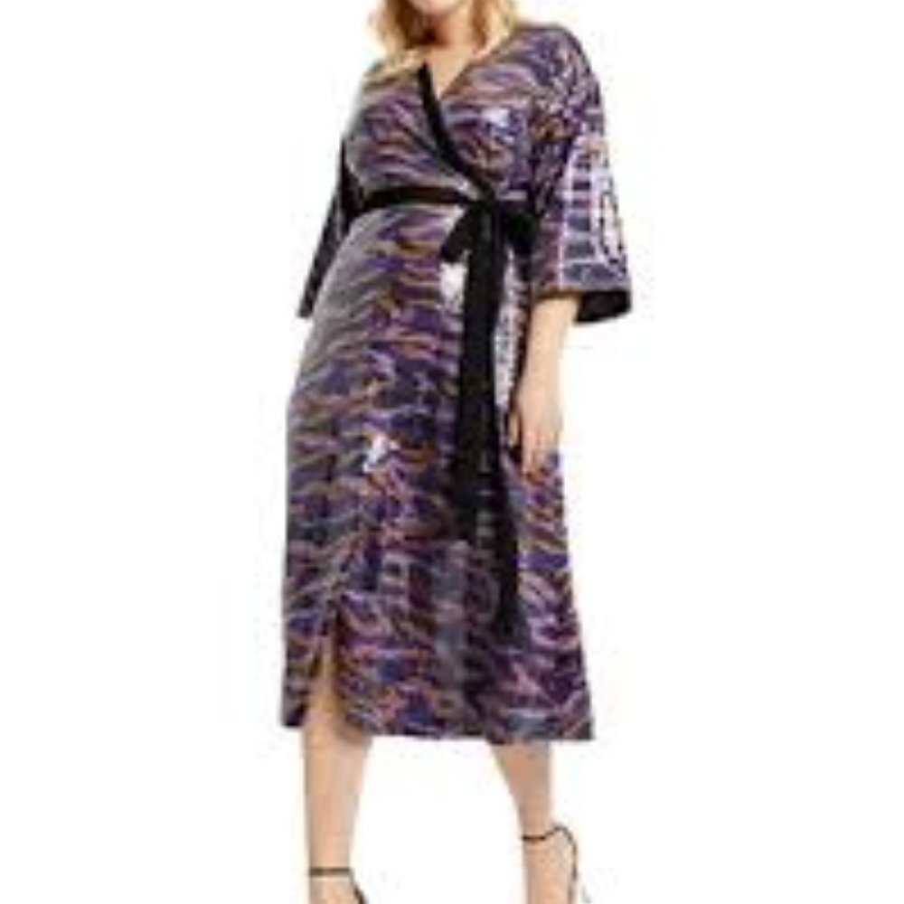 Eloquii Sequin Midi Wrap Dress-NWT
